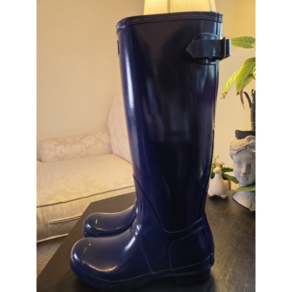 Hunter Org Wms Tall Rain Boots Melody Back Ad Gloss Rubber WP Wellies 9 NEW $190 - Picture 3 of 14